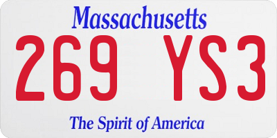 MA license plate 269YS3