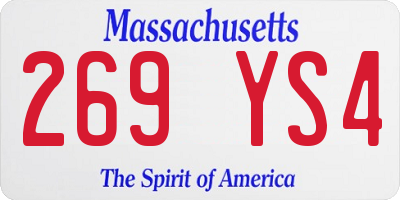 MA license plate 269YS4