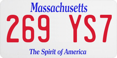 MA license plate 269YS7