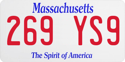 MA license plate 269YS9