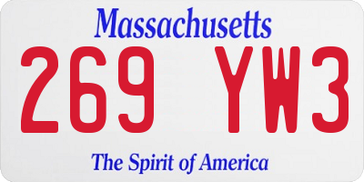 MA license plate 269YW3