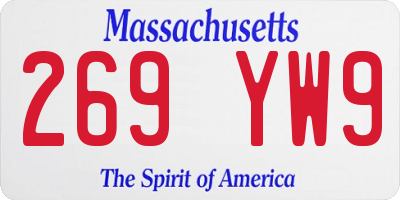 MA license plate 269YW9