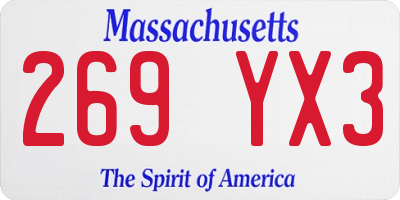 MA license plate 269YX3