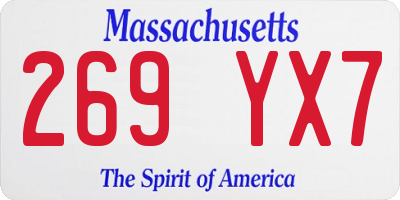 MA license plate 269YX7