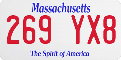 MA license plate 269YX8