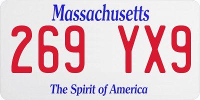 MA license plate 269YX9