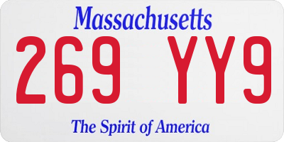 MA license plate 269YY9
