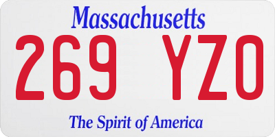 MA license plate 269YZ0
