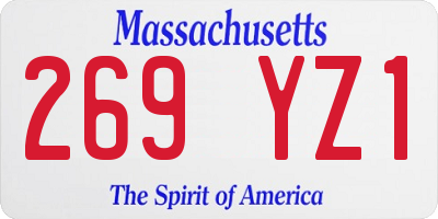 MA license plate 269YZ1