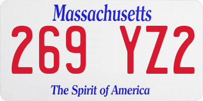 MA license plate 269YZ2