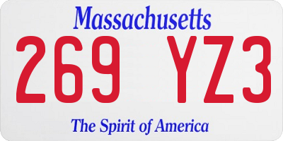 MA license plate 269YZ3