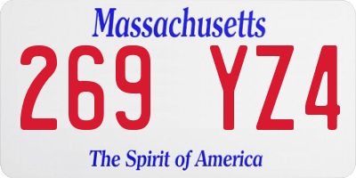 MA license plate 269YZ4