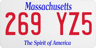 MA license plate 269YZ5