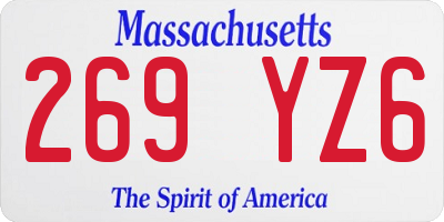 MA license plate 269YZ6
