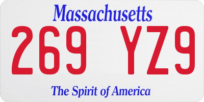 MA license plate 269YZ9