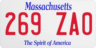 MA license plate 269ZA0