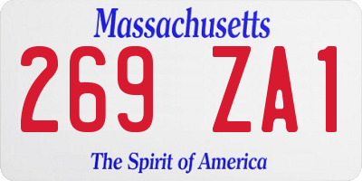 MA license plate 269ZA1