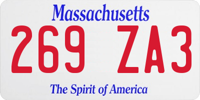 MA license plate 269ZA3
