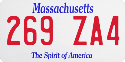 MA license plate 269ZA4