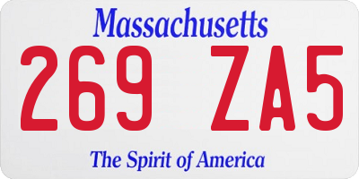 MA license plate 269ZA5