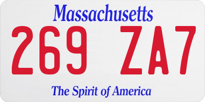 MA license plate 269ZA7