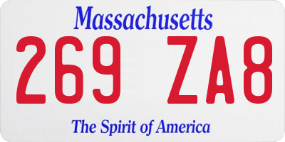 MA license plate 269ZA8