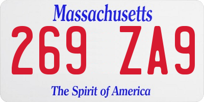 MA license plate 269ZA9