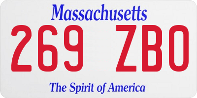 MA license plate 269ZB0