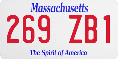 MA license plate 269ZB1