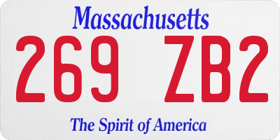 MA license plate 269ZB2