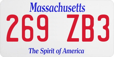 MA license plate 269ZB3