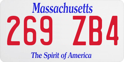 MA license plate 269ZB4