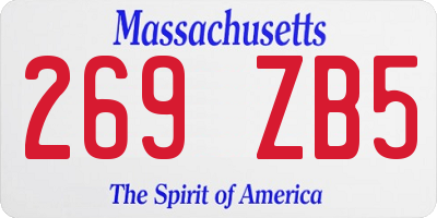 MA license plate 269ZB5