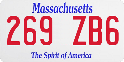 MA license plate 269ZB6
