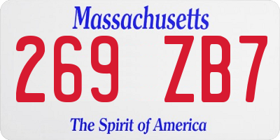 MA license plate 269ZB7