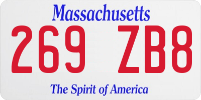 MA license plate 269ZB8