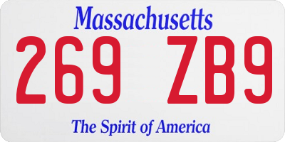 MA license plate 269ZB9