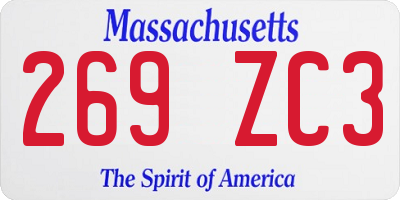 MA license plate 269ZC3
