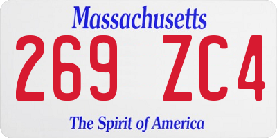 MA license plate 269ZC4