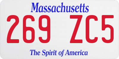MA license plate 269ZC5