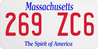 MA license plate 269ZC6