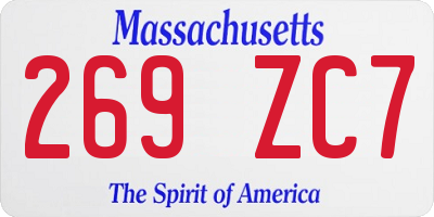 MA license plate 269ZC7