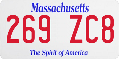 MA license plate 269ZC8
