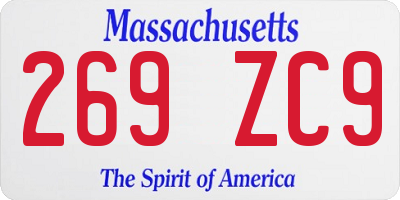 MA license plate 269ZC9