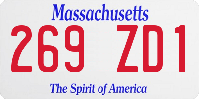 MA license plate 269ZD1