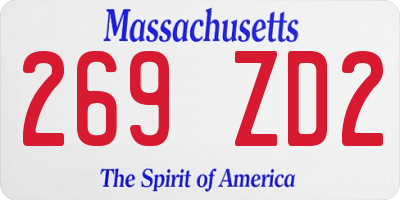 MA license plate 269ZD2