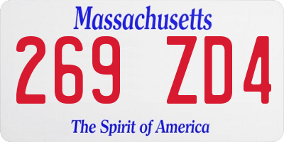 MA license plate 269ZD4