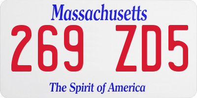 MA license plate 269ZD5