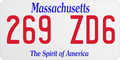 MA license plate 269ZD6