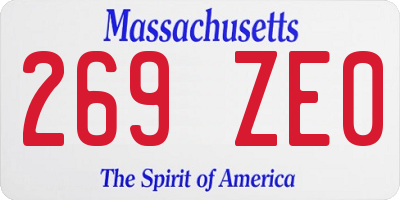 MA license plate 269ZE0